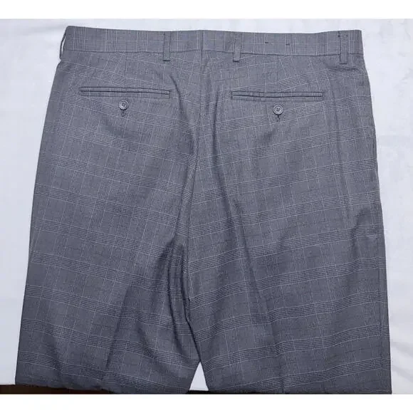 Banana Republic Slim Fit Mens Suit 42L 37x31 Gray Prince of Wale Glen Plaid